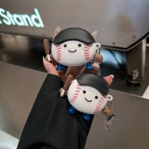 Niedliche Baseball-Kind-Kopfhörerhülle für AirPods Pro, PVC-Material, Anti-Fall, für Airpods 3, 2, 1, Anhänger mit Medaillon für Apple Pro 2