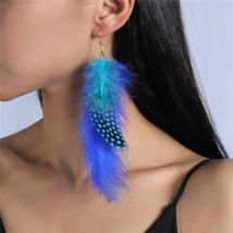 Aihua orecchini moderni con nappe di piume grandi per le donne orecchini Vintage lunghi esagerati con piume Gypsy accessori per gioielli da festa