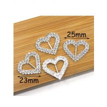 Heart Silver Rhinestones Buckles Metal Diamante DIY Hair Accessory Wedding Decorative Ribbon Separation, New, 10Pcs Lot, 23x25mm