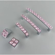 Glänzender echter rosa Kristallglas-Diamantgriff für Möbel, Schublade, Tischknöpfe, Kleiderschrank, Küchenschränke, Schrank, Kommode