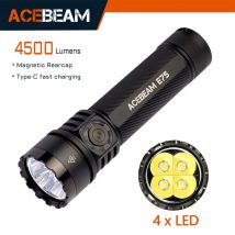 Latarka LED ACEBEAM E75 Quad-Core, ładowana przez USB-C, z baterią 21700, 4500LM, zasięg 260M, mocna latarka z funkcją stroboskopu.