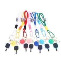 Creative Pickleball Racket Metal Keychain Colorful Hollow Ball Keychains Dink Ball Fans Party Gift Bag Pendant