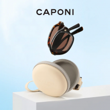 CAPONI 2024 neues Design faltbare Sonnenbrille polarisierte Damen brille Retro UV400 Sonnenbrille mit rundem Fall Geschenk CP23035 gefaltet