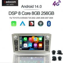 DSP CarPlay 7 ''Android 14.0 Lettore per auto 8GB 128G multimediale autoradio GPS WiFi per TOYOTA AVENSIS T25 2002 -2005 2006 2007 2008