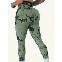CZGUKE Damen Tie-Dye-Gym-Leggings, nahtlos, dehnbar, sportliche Push-Up-Hose, Scrunch-Sport-Fitness-Leggings mit hoher Taille, Workout-Yoga-Leggings