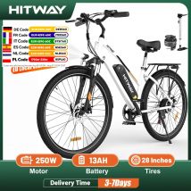 HITWAY Bicicleta eléctrica, 28 bicicletas eléctricas, bicicleta eléctrica urbana con batería extraíble 36V 13Ah, motor 250W, 7 velocidades