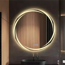 LUVODI 80 cm Cerchio illuminato Specchio retroilluminato per bagno Appeso a parete Specchio per bagno illuminato a LED Antiappannamento