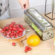 Klar Film Dispenser Kunststoff Wrap Cutter Lagerung Box Transparent Nachfüllbare Aluminium Folie Film Dispenser Halter Küche Werkzeug