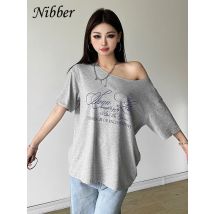 Nibber Casual Relax Woman T-shirt Letter 2024 Women Hot New Versatile Street Atmosphere Style Fashionable Chick Summertime Tops