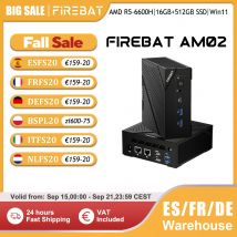FIREBAT AM02 MINI PC AMD Ryzen 5 6600H DDR5 16GB RAM 512GB SSD WIFI6 BT5.2 przenośny pulpit MINI komputer stancjonarny port sieciowy HDMI