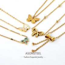ASONSTEEL Süße Schleife Anhänger Halskette Edelstahl Für Frauen Trendy Charm Schmuck Wasserdicht Vergoldet Glänzend Schmuck Geschenke