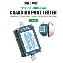 RELIFE TB-09 Ladeanschluss-Tester, Endstecker-Dock, unterstützt Lightning- und Typ-C-Schnittstellengeräte für iPhone, Huawei, Samsung XM