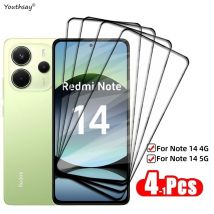 4-1 pezzi di vetro per Redmi Note 14 vetro temperato Redmi Note 14 protezione dello schermo vetro dello schermo proteggere la pellicola del telefono Redmi Note 14
