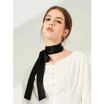 100% Natural Mulberry Silk Long Scarf Solid Color Neckerchief Hair Ties Bag Ribbon Headband Hair Ornament Female Strip Scarves