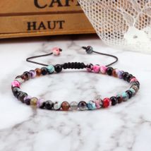 Lava Mini 4 mm runde Perlenarmbänder und Armreifen, mehrere Farben, gestreifter Damenschmuck für