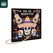 Putuo Decor 1 Stück Tag der Toten Holzschild, Wandkunst Dekoration für Zuhause Wohnzimmer Café, Dia de los Muertos Geschenk