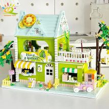 Huiqibao Mini Zitronen tee Shop Modell Bausteine Stadtstraße Schokolade Werkstatt Hausbau Mikro Ziegel Spielzeug Erwachsene