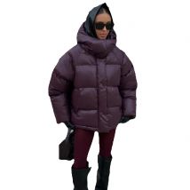 Chic Winter Hooded Quilted Jacket Single Breasted Puffer Full Sleeve Padded Cotton Coats Lady Warm Short Commute Streetwears