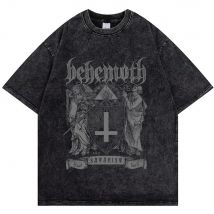 Herren gewaschenes T-Shirt Hip Hop Gothic Grafik T-Shirts Sommer Kurzarm Baumwolle Sport Shirts Unisex Streetwear