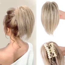 Synthetic Messy Bun Hair Piece Claw Clip in Hair Buns Hair Piece for Women Straight Short High Ponytail Extension Tousled Updo