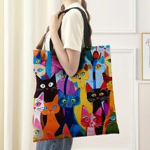 Borsa casual stampata con gattino colorato, zaino alla moda riutilizzabile, borsa multifunzionale, borsa per la spesa stampata 40x40 cm