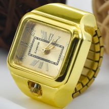 Orologio al quarzo ad anello Nuova vendita calda creativa romana letterale lega conchiglia dito quadrante quadrato coppia uomini e donne