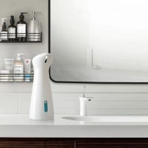 Dispenser Automatico di Sapone con Sensore, Lavamani Intelligente, Bianco, ABS di Alta Qualità, Impermeabile per Bagno