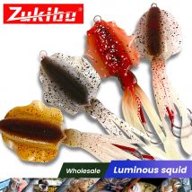 ZUKIBO Luminous Squid Lure Skirt Octopus Trolling Fishing Bait Bionic Sinking Jigging Jig head With Lead Hook Rig Fishing Tackle