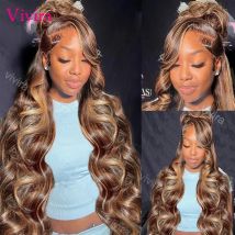 Parrucca evidenziata colorata Capelli umani 13x6 Parrucca frontale in pizzo HD Parrucca anteriore in pizzo onda del corpo per le donne Parrucche brasiliane Ombre bionde da 30 pollici