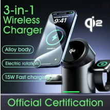 New Truly Qi2 3In1 15W Magnetic Touch Button Wireless Charger for Iphone Android IOS Phones Smart Watches Fast Charging Station