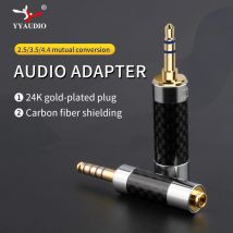 Jack per cuffie placcato oro Conversione da 2,5 mm 3,5 mm 4,4 mm Adattatore audio Spina maschio stereo Connettore audio in fibra di carbonio
