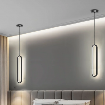 Nowoczesna minimalistyczna wisiorek LED żyrandol do sypialni restauracji salon złoty czarny lampy
