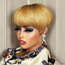 Short Pixie Cut Wig Human Hair For Women Machine Made Wigs With Bangs Colored Wig Full Machine-Made Wig for Women