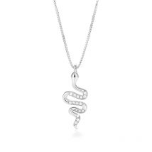 Huitan Exquisite Snake Pendant Necklace with Dazzling CZ Stone Personality Women's Wedding Party Necklace Gift Statement Jewelry