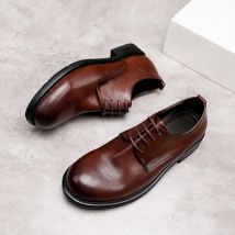 Handgefertigte Goodyear Welt Oxford-Schuhe für Herren – britische Retro-Casual-Lederschuhe mit klobiger Zehenpartie und Vintage-Waschung
