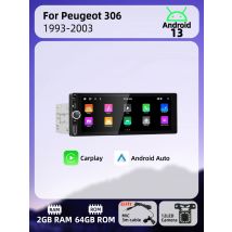 1 Din Carplay Android Auto Radio Android Car Multimedia for Peugeot 306 1993-2003 6.86" Screen