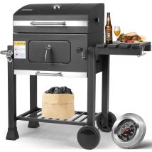 5 ~ 10 persone BBQ Camping Fornello per barbecue a carbone 2 ruote Configurazione lussuosa Giardino familiare Griglia per barbecue domestico all'aperto