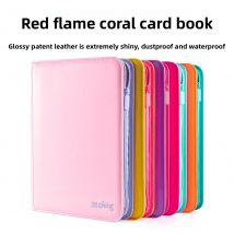 Kartenordner mit 9 Taschen und Reißverschluss |   Rosa glänzendes PU-Lederalbum für Pokémon, Yu-Gi-Oh TCG Cards Storage Game Cards Collection
