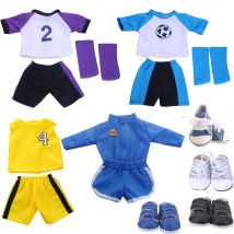 Doll Sportswear Top+Pant Sneakers Football Pattern For 43CM Baby Doll Clothes,18Inch American Doll Accessories,Gift To Girl