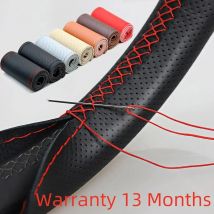 Coprivolante universale per auto in pelle, adatto per 38 cm, 14 pollici, cucito fai da te, traspirante e antiscivolo, nero grigio beige