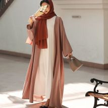 Open Front Abaya Muslim kaftans full Sleeve Slit Ramadan Ethnic Maxi Length Dress Women abayas Islamic clothing Women Jilbabs