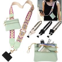 Anti-Verlust-Handygurt mit Reißverschluss, Beuteltaschen für Damen, verstellbares Umhängetaschen-Handy-Lanyard mit Tether-Lasche, Umhängegurte mit Tasche