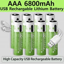 Neue 1,5 V AAA 6800 mAh Lithium-Akkus USB AAA Li-Ionen-Akku mit hoher Kapazität 2000-facher Zyklus mit kostenlosem Typ-C-Kabel