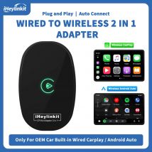 Adattatore iHeylinkit 2 in 1 da Cablato a Wireless per CarPlay e Android Auto, Mini Box Intelligente Plug and Play, Connessione WiFi Rapida, Accessori per Auto