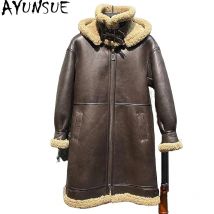 AYUNSUE Giacca invernale da uomo in vera pelle da uomo in pelle di pecora cappotto di pelliccia naturale uomo vestiti lunghi spessi caldi giacche in shearling Chaquetas