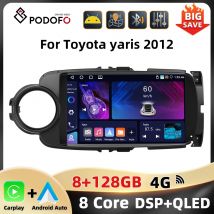 Radio samochodowe Podofo 2Din AI Voice do Toyota Yaris 2012, odtwarzacz multimedialny Qualcomm Carplay Android Auto WIFI 4G GPS RDS