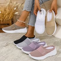 Lässige Slip-On-Sneaker für Damen, atmungsaktiver Stoff, leichte PVC-Sohle, maschinenwaschbar, reinigbar, Ganzjahres-Komfortschuhe