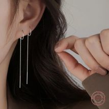 925 Sterling Silber Kreis Lange Tropfen Ohrringe für Frauen Romantik Mini Koreanische Mode Ohrring Freundin Geburtstag Schmuck Geschenk