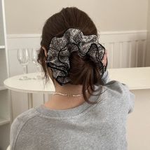 Haargummis im französischen Stil, Retro-Blumendruck, High-End, vierlagig, große Größe, Damen-Kopfblumen-Dutt, Haarseil, Pferdeschwanz-Haargummi