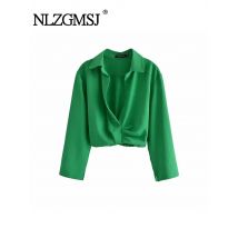 Frühling Frauen Vintage Elegante Grüne Hemd Weibliche Sexy V-ausschnitt Streetwears Blusen Casual Krawatte Dünnes Hemd Chic Top